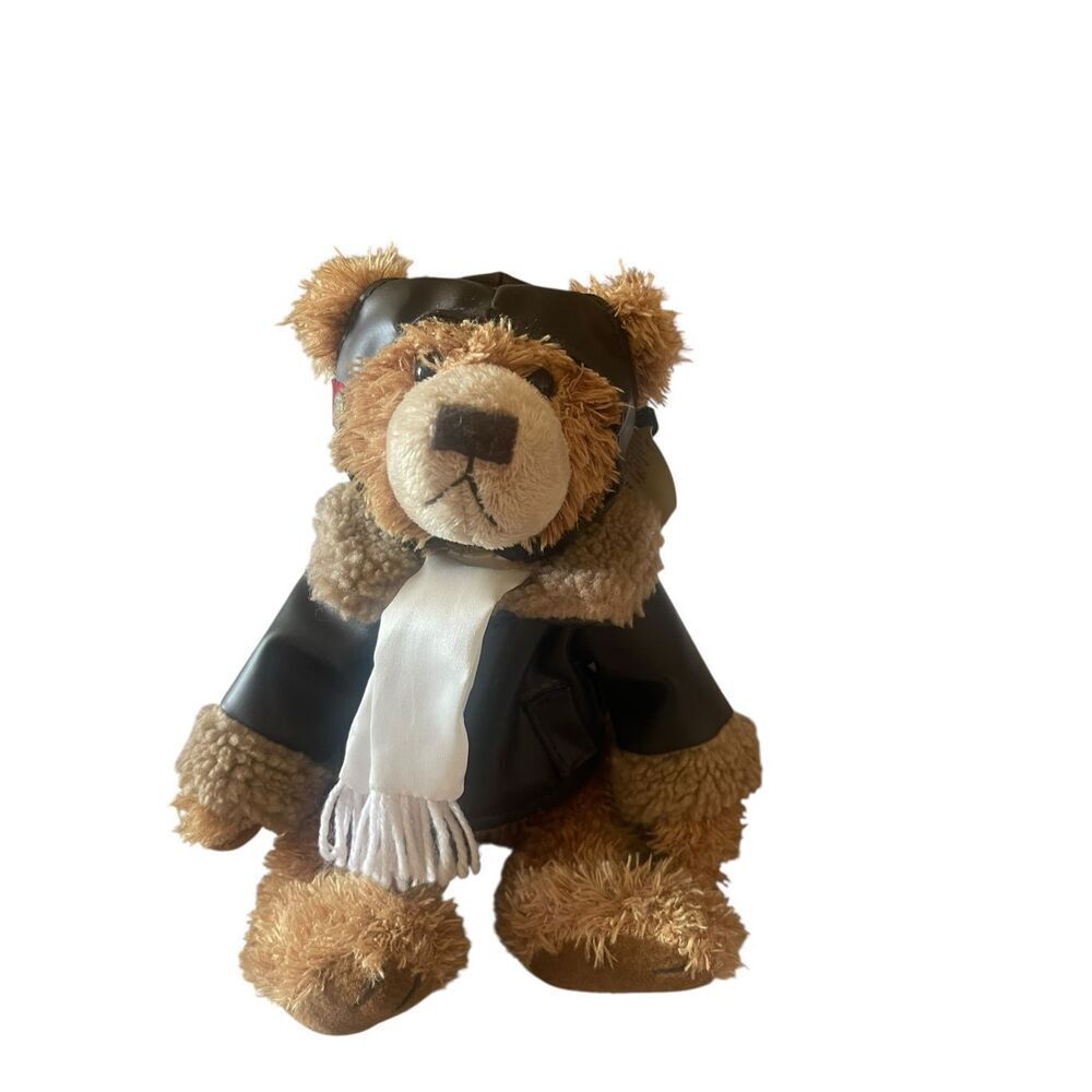 New Brass Button Bear Brown Teddy Friendship Aviator Ralph Stuffed Animal